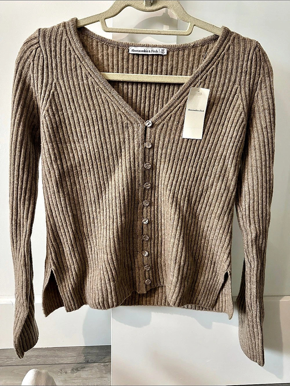 Abercrombie & Fitch Ribbed Cardigan in Brown Size XS NWT